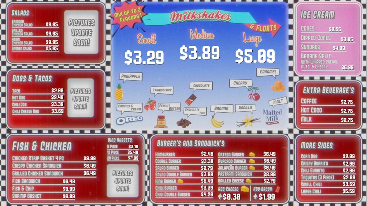 Menu at Root Beer King restaurant, Lamont, Main St