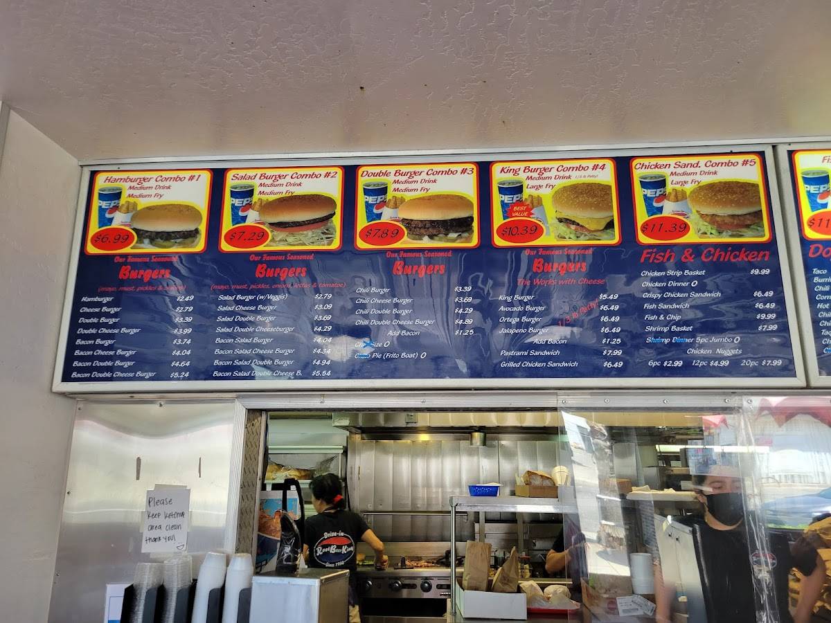 Menu at Root Beer King restaurant, Lamont, Main St