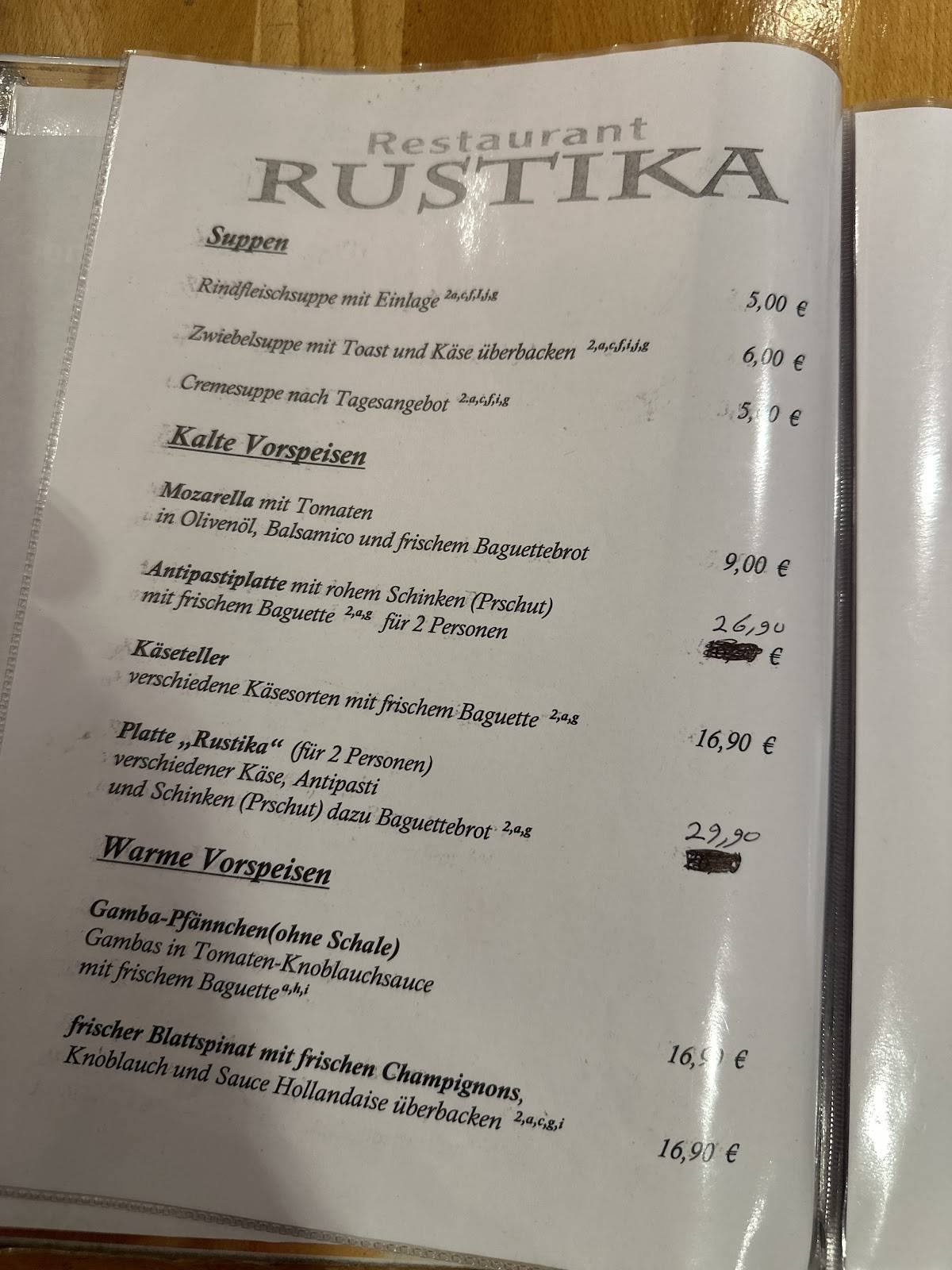 Menu de Restaurant Rustika - Leverkusen