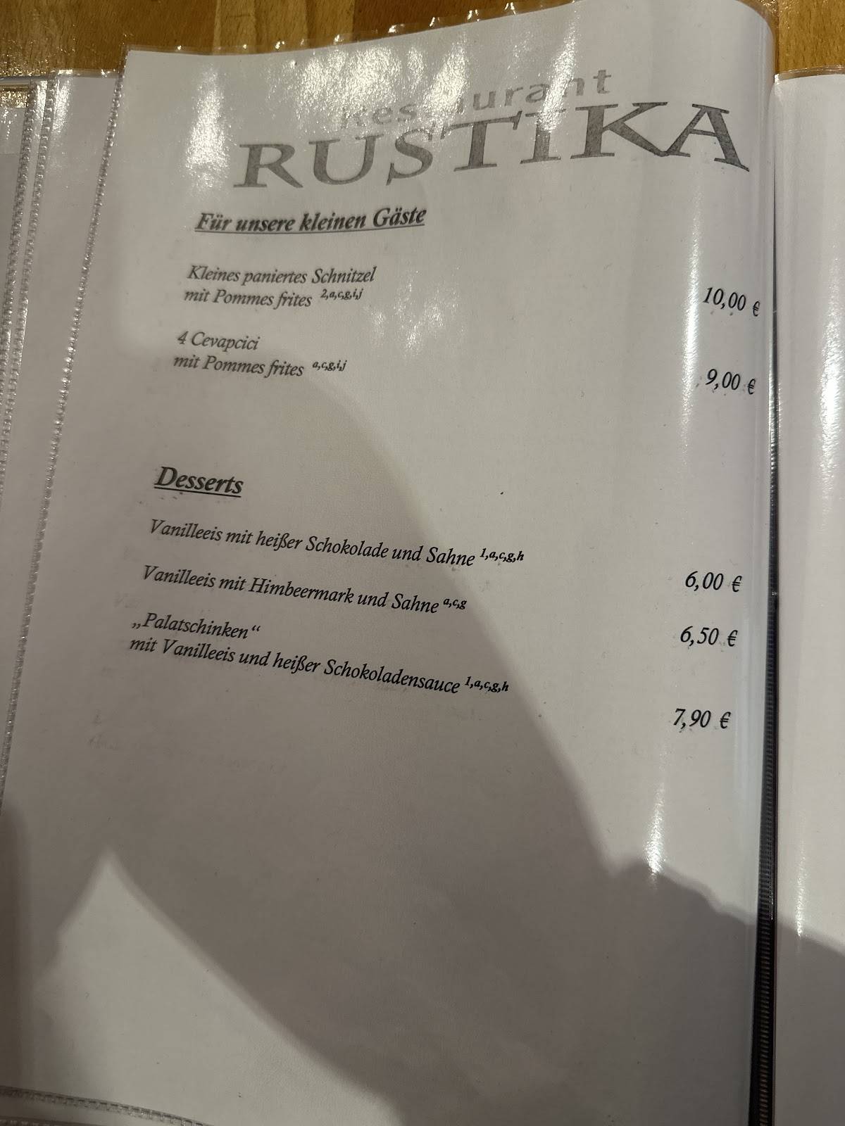 Menu de Restaurant Rustika - Leverkusen
