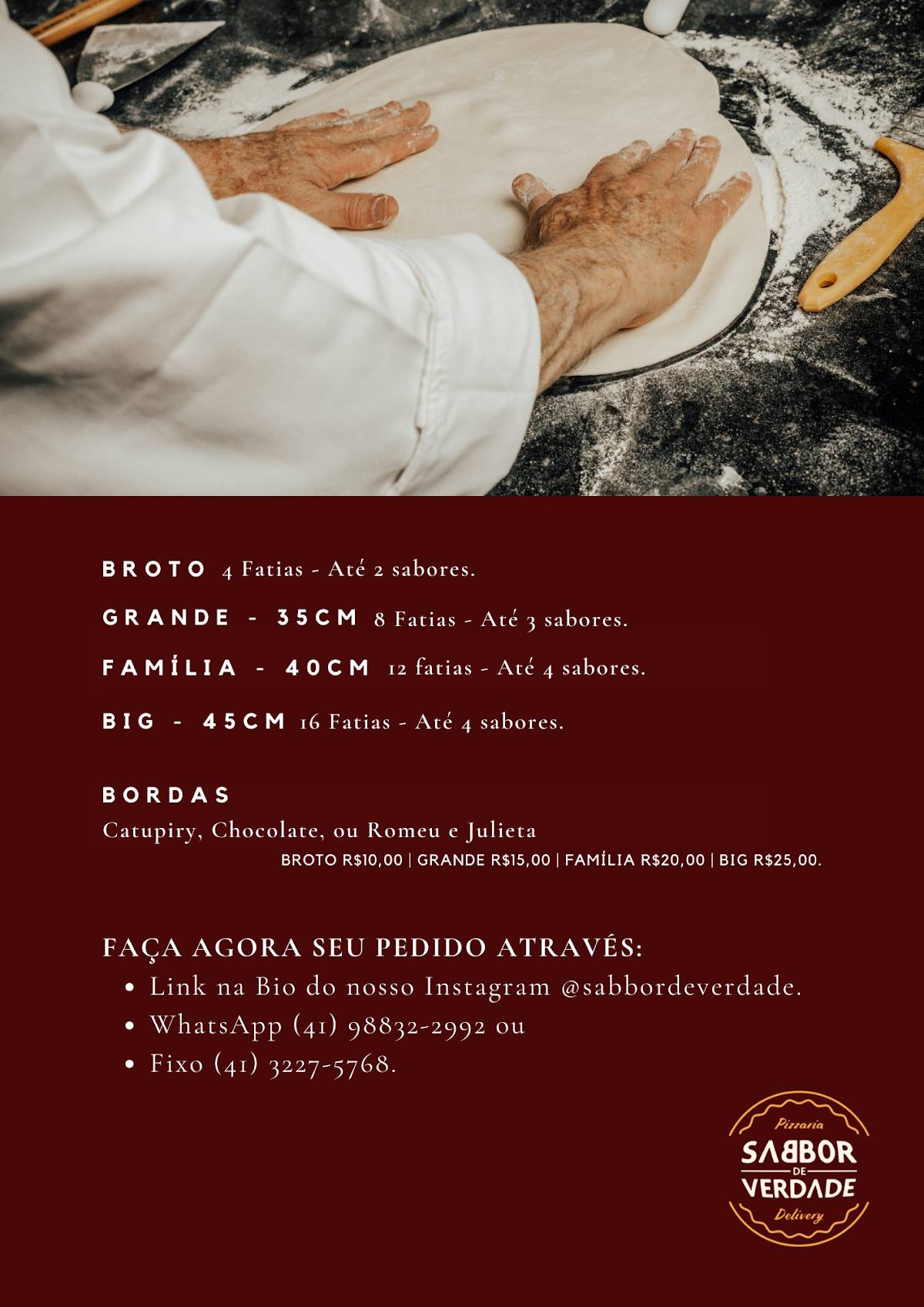 Sabbor de Verdade - Delivery de Pizzas cardápio