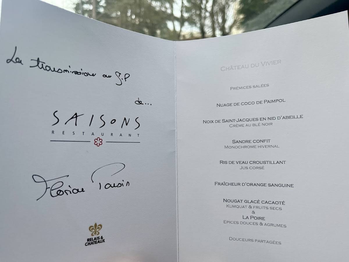 Menu de Restaurant Saisons
