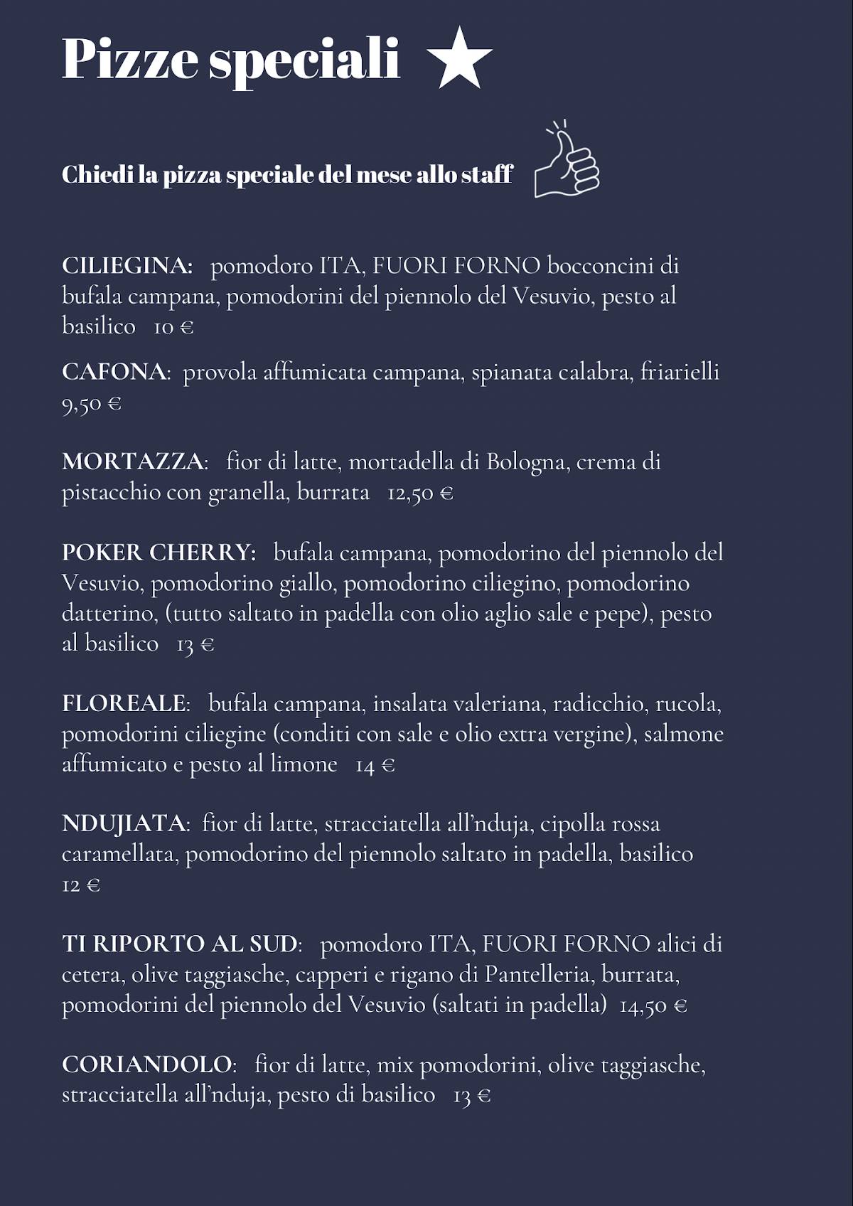 Menu di Ristorante Pizzeria San Frà 