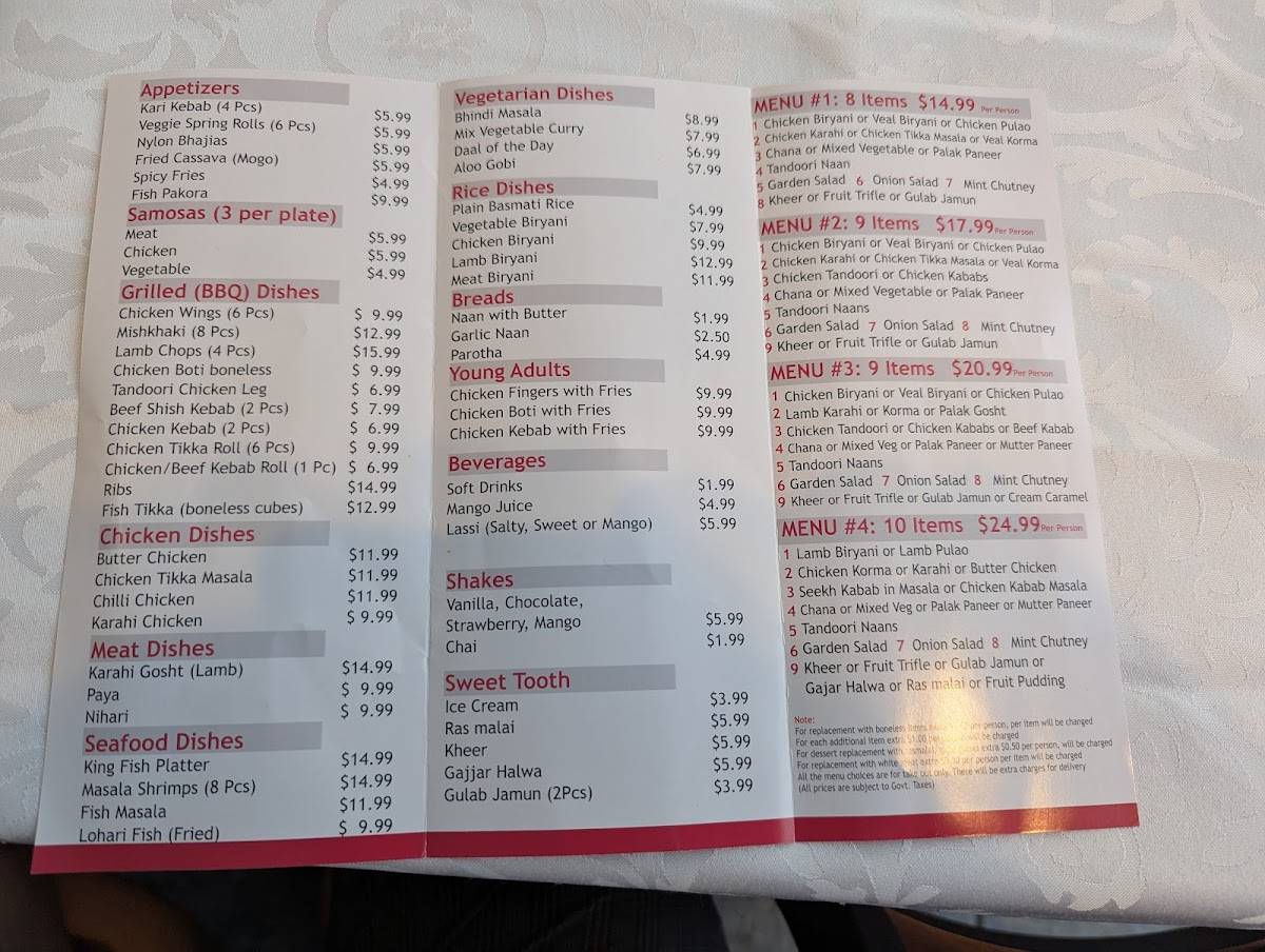 Menu de Simply Delicious