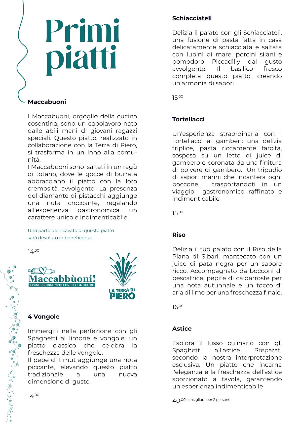 Menu di Simposio - Mare e Vini 