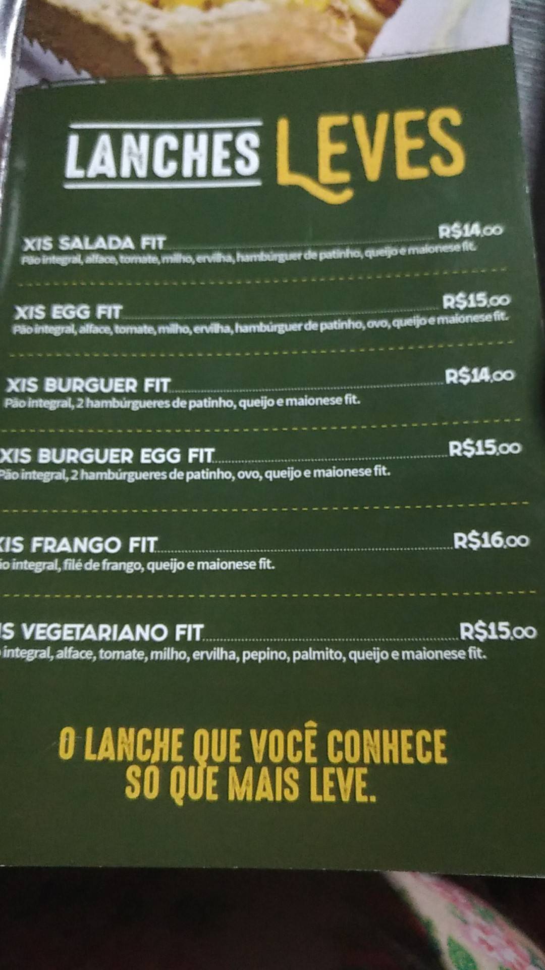 Snack Lanches cardápio