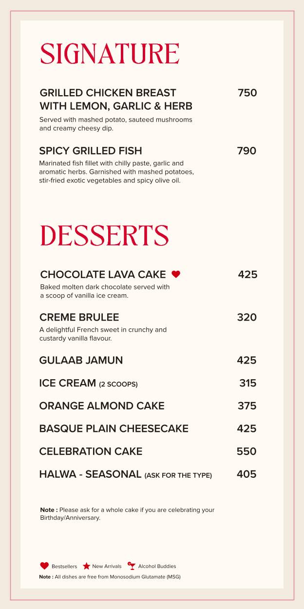 So The Sky Kitchen menu