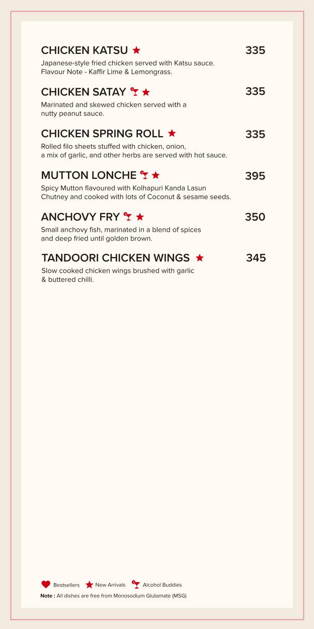 So The Sky Kitchen menu