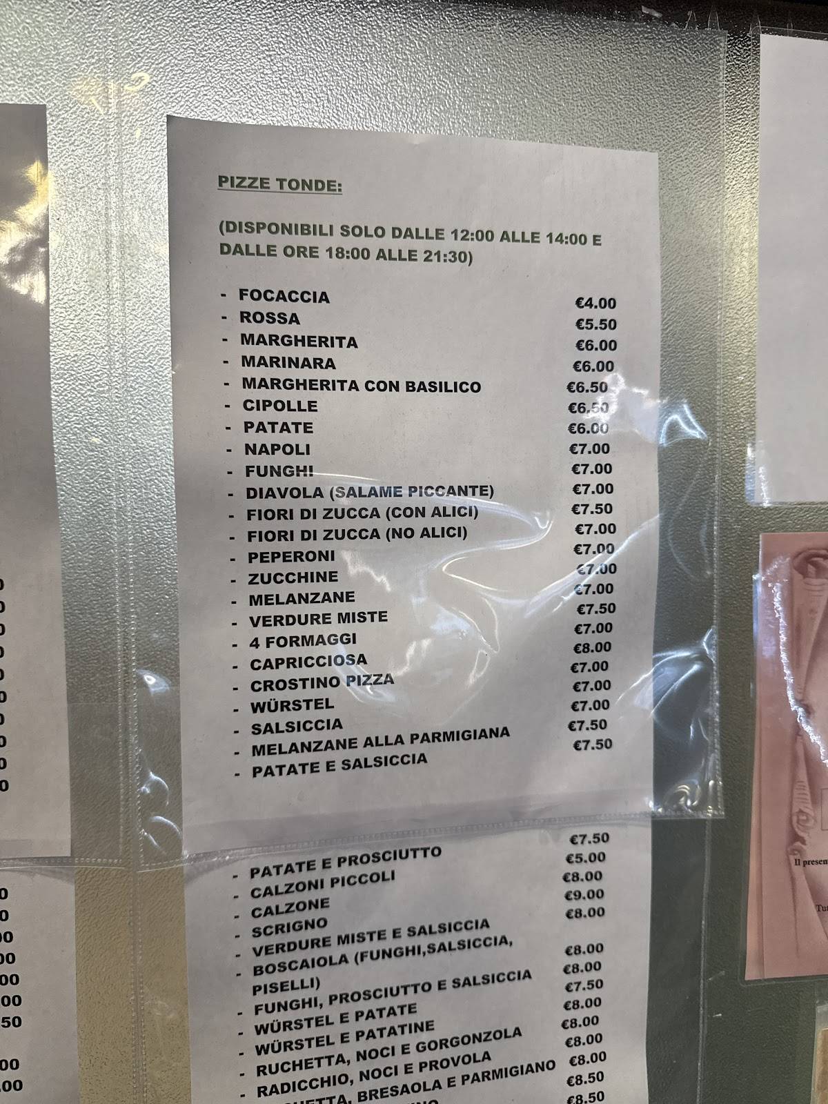 Menu di Speedy Pizza da Rosa 