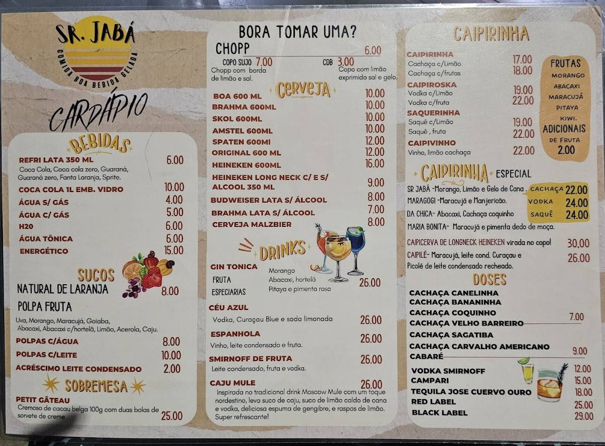 Sr. Jabá cardápio