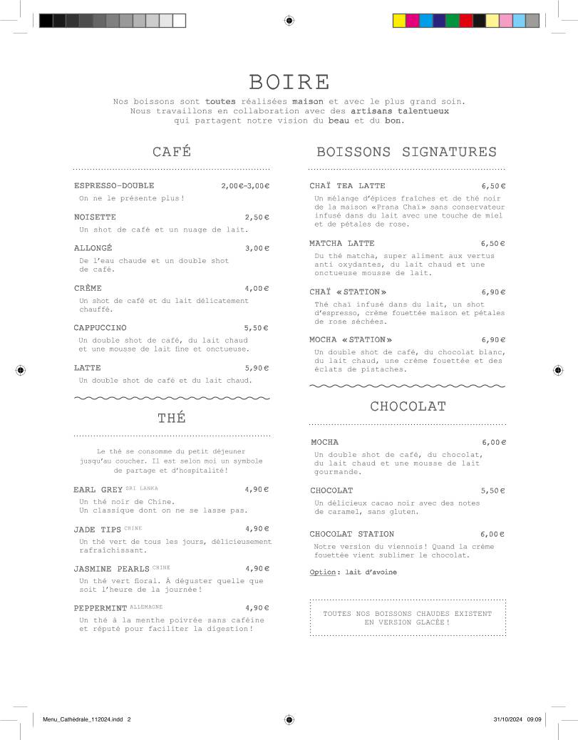 Menu de Station Service Cathédrale