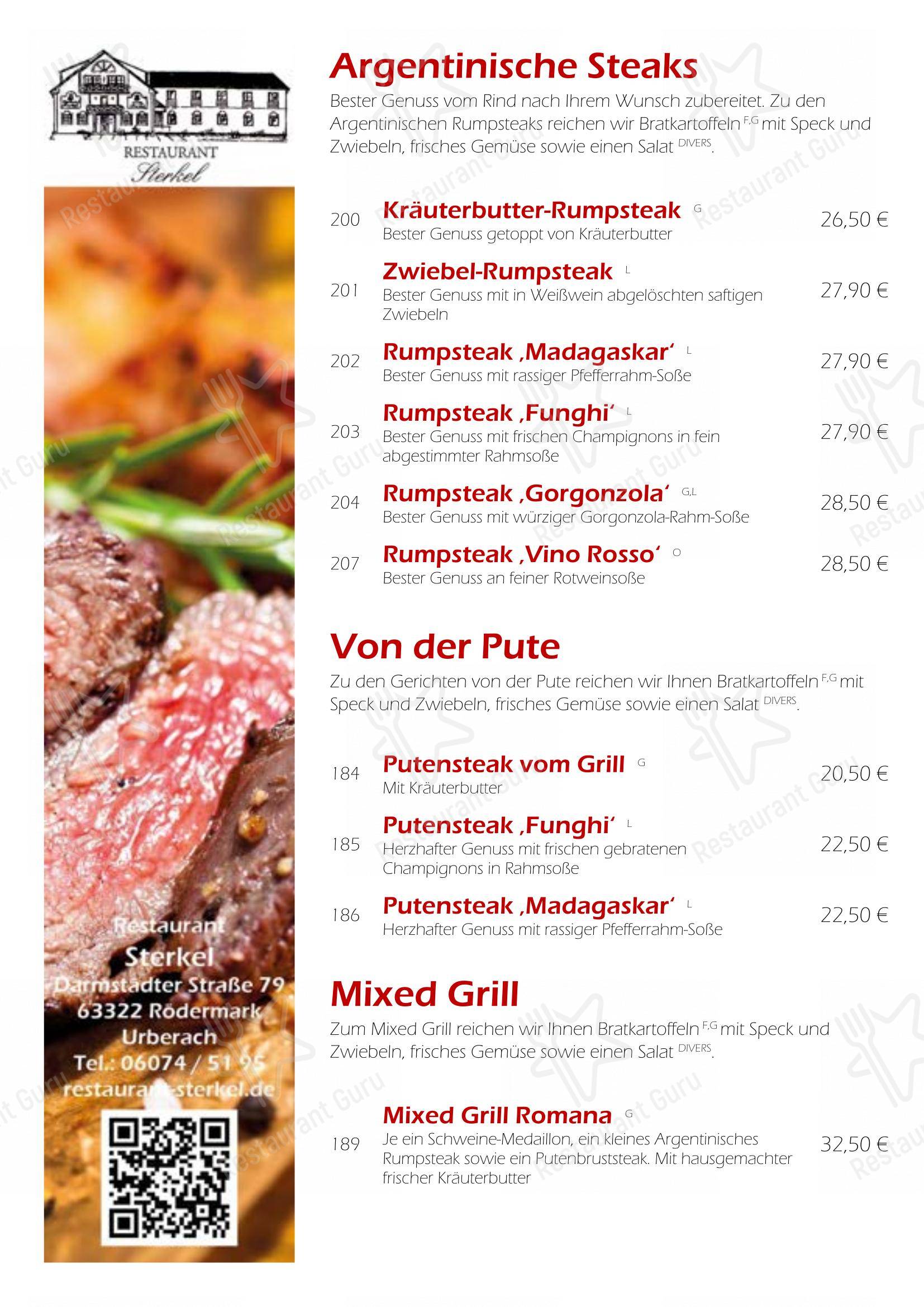 Menu pour Restaurant Sterkel restaurant