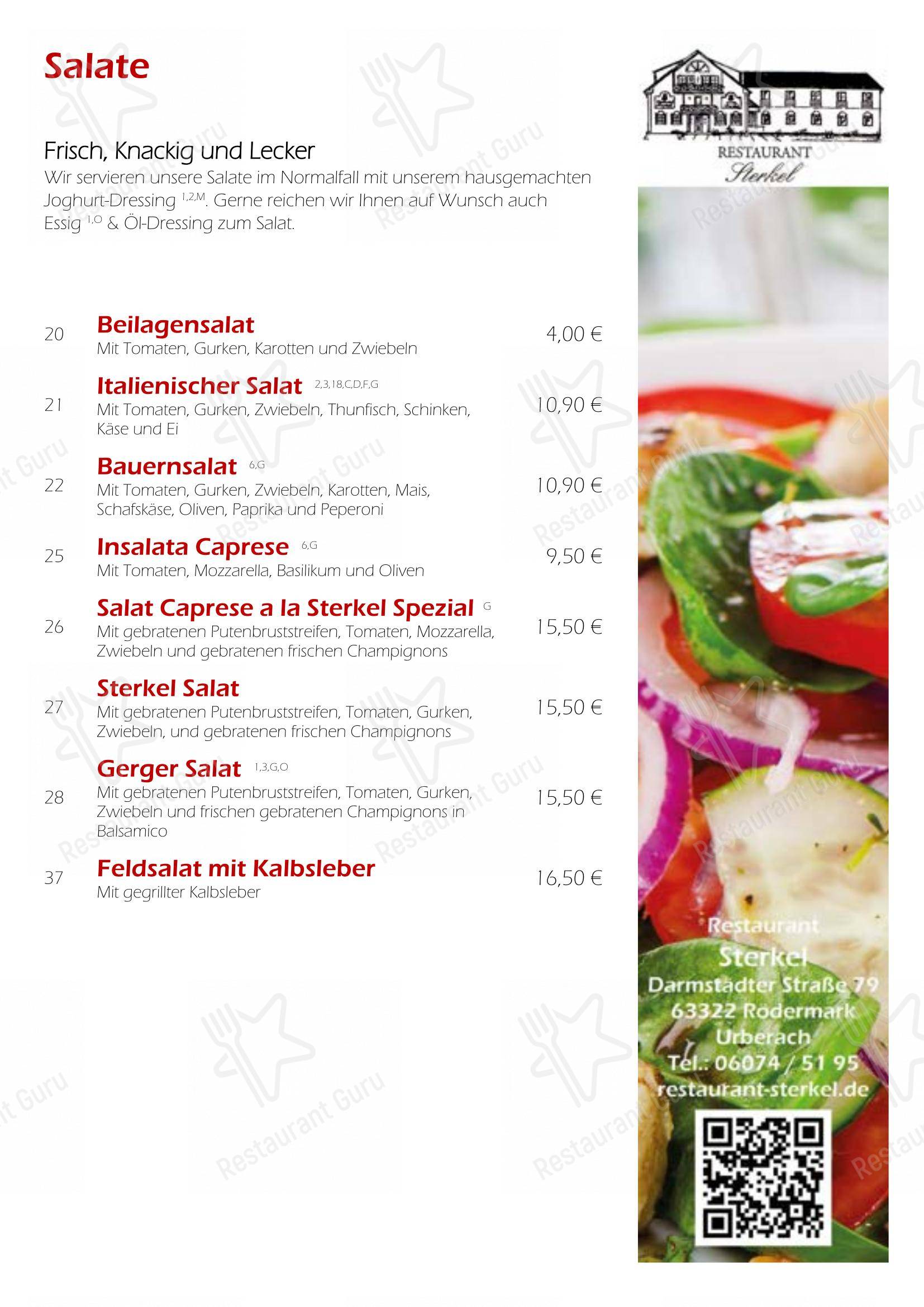 Menu pour Restaurant Sterkel dans Rödermark