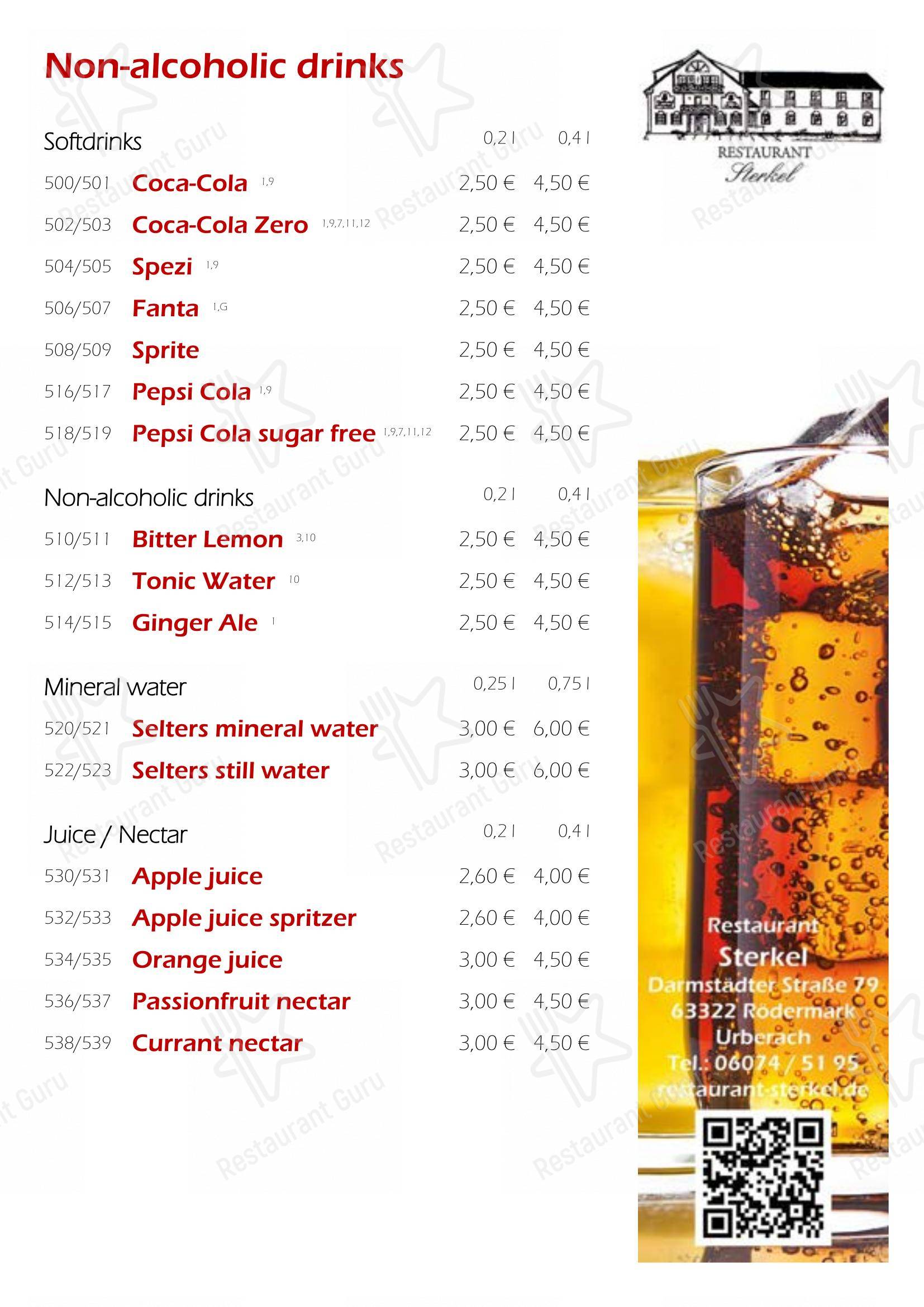 Menu bar pour Restaurant Sterkel restaurant