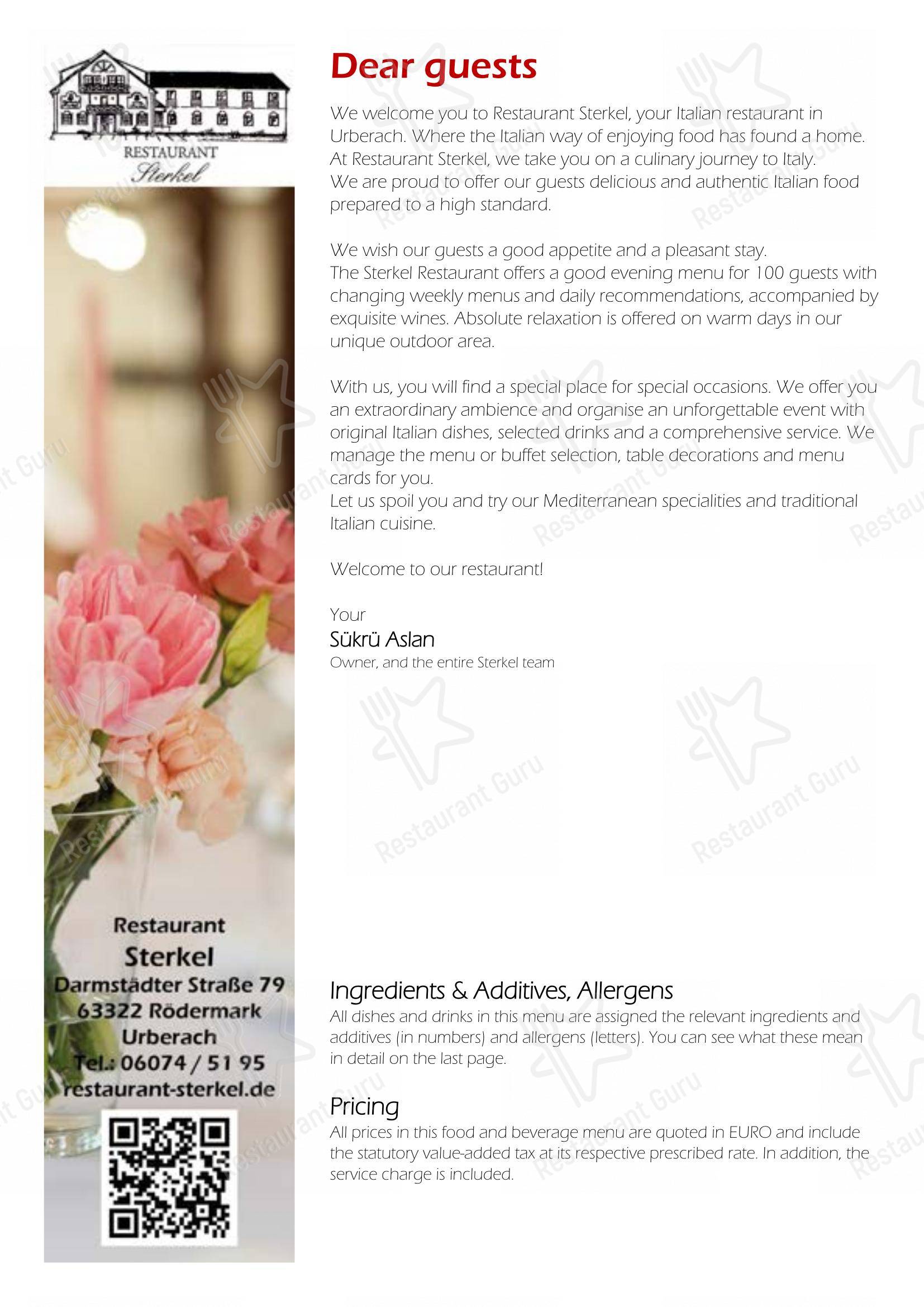 Menu pour Restaurant Sterkel - Основное меню