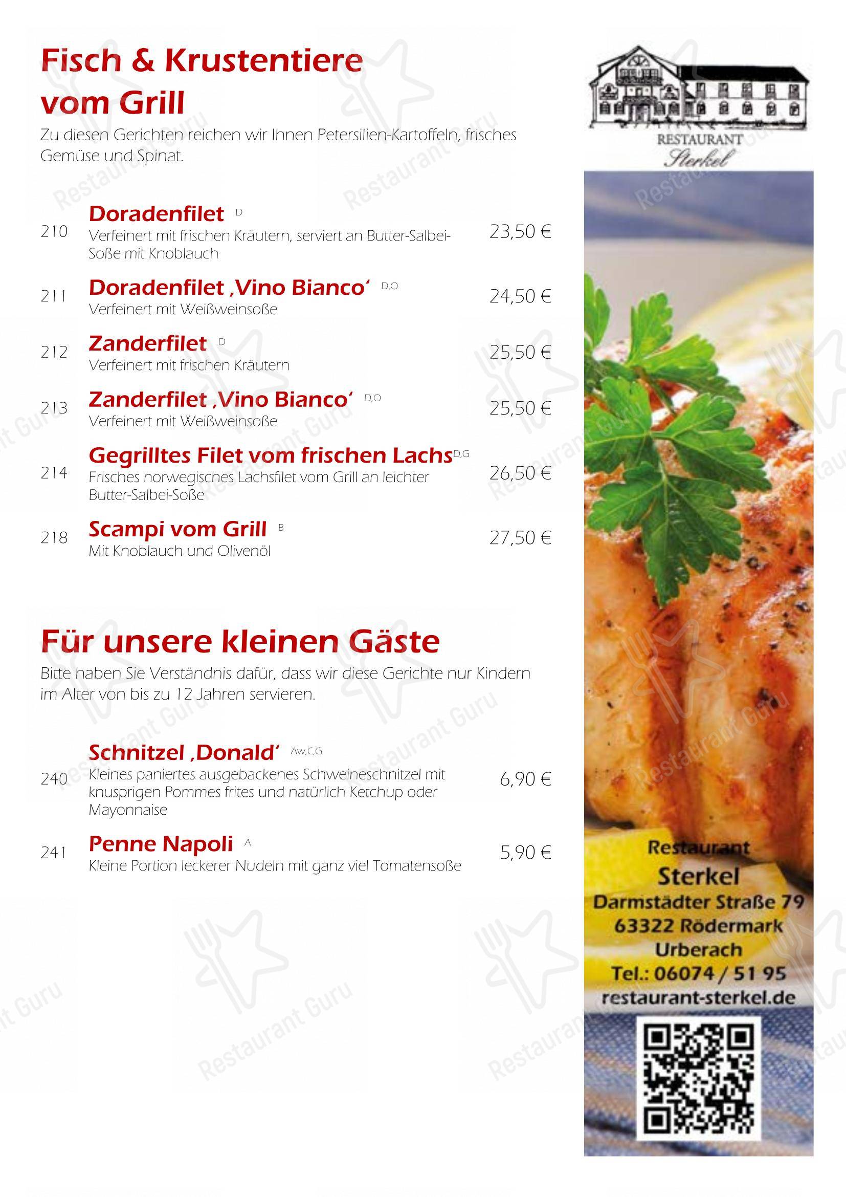 Menu pour Restaurant Sterkel dans Rödermark