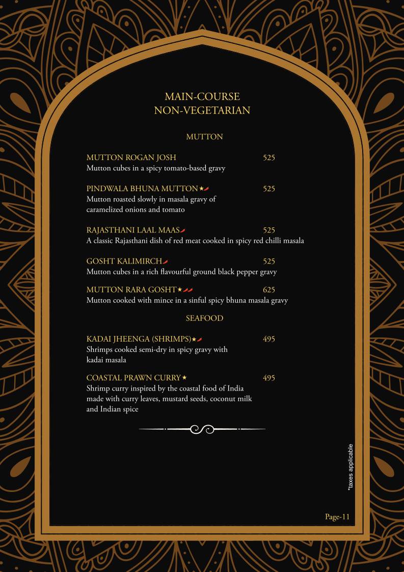 Sultans of Spice menu