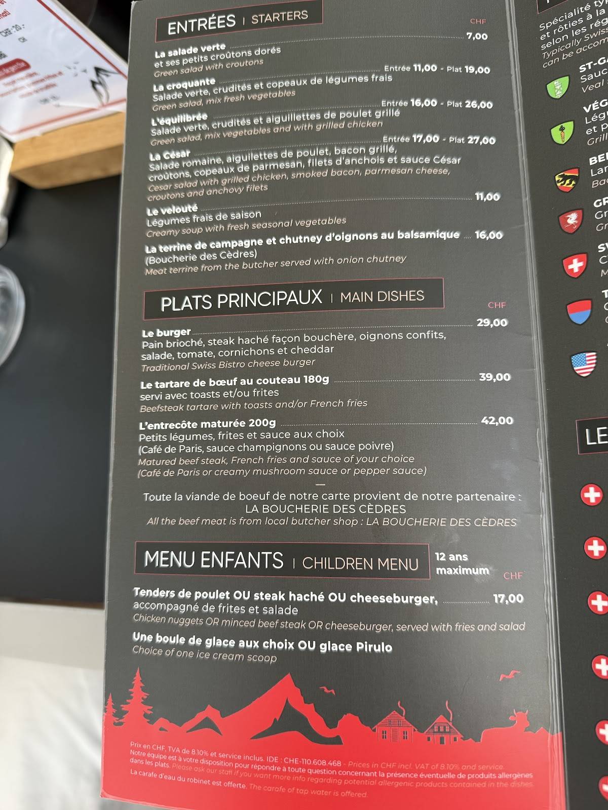 Menu di Swiss Bistro 