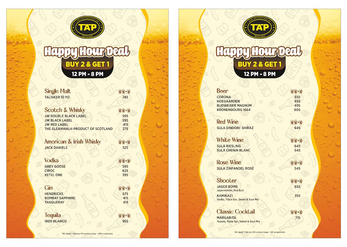 TAP Resto Bar Worli menu