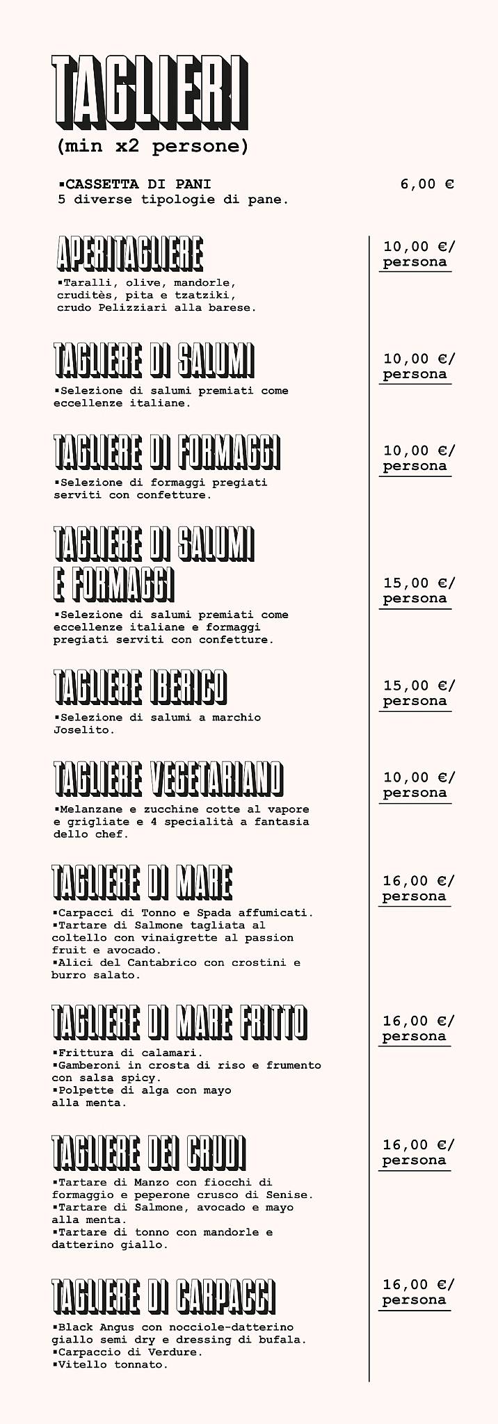 Menu di Taglieroteca 