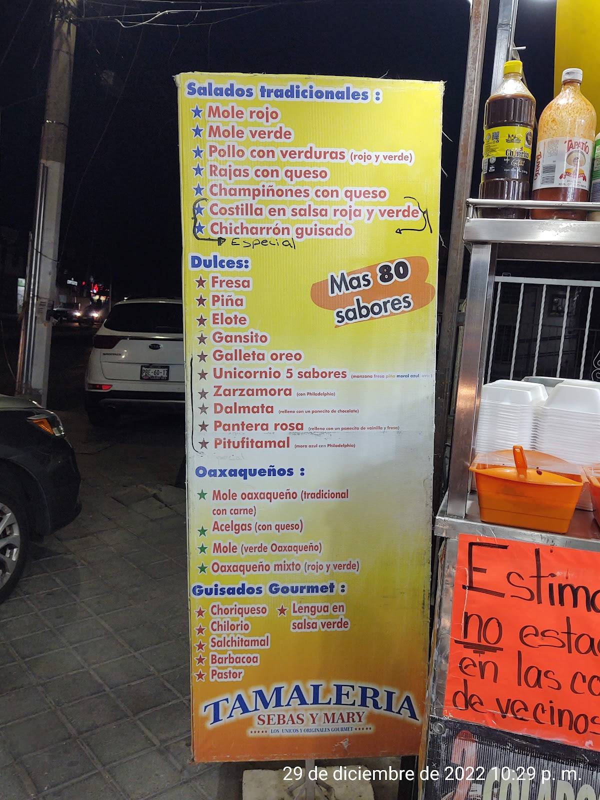 Carta del restaurante Tamales TAMALERIA SEBAS Y MARY "Los Originales