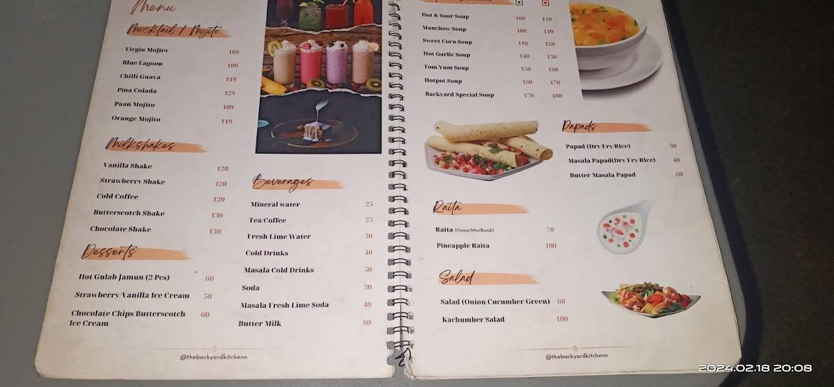 The Backyard Kitchen menu