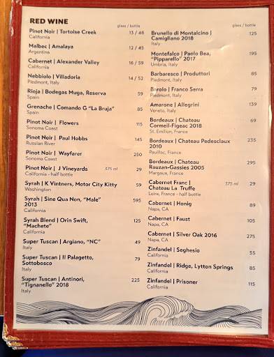 Menu at The Chart Room restaurant, Bar Harbor