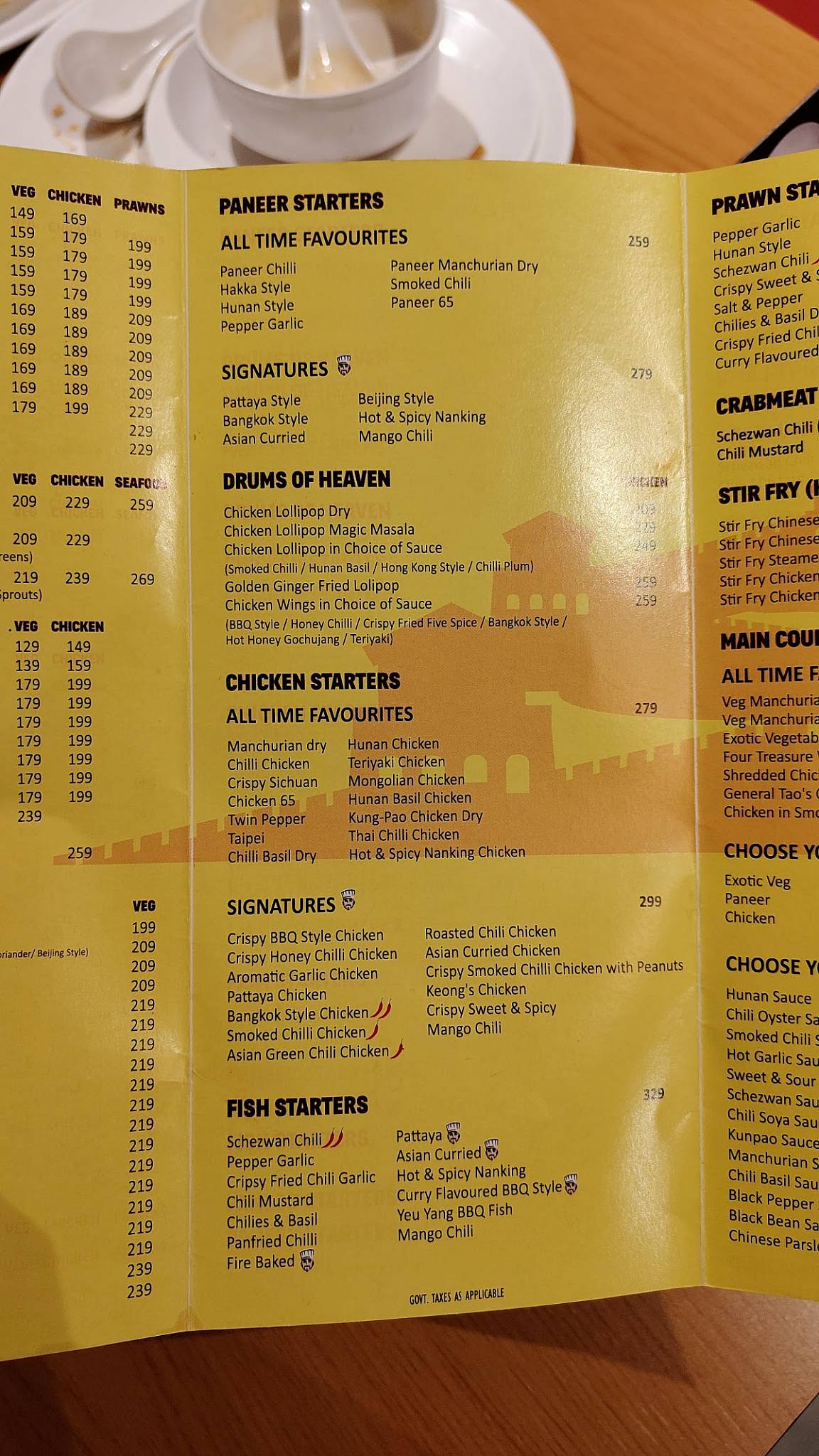 The Chinese Wok menu
