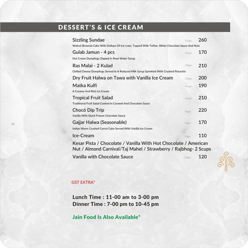 The Fountain - Banquet Hall, Party Lawn & Pool Side Restaurant Ahmedabad menu