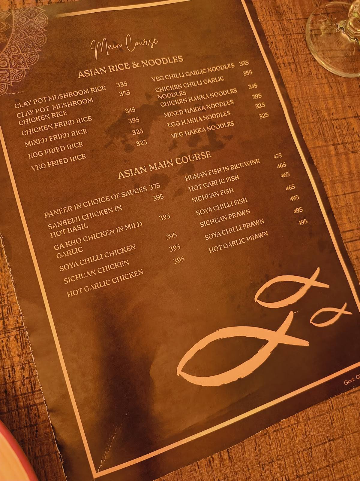 The Saffron Tree menu
