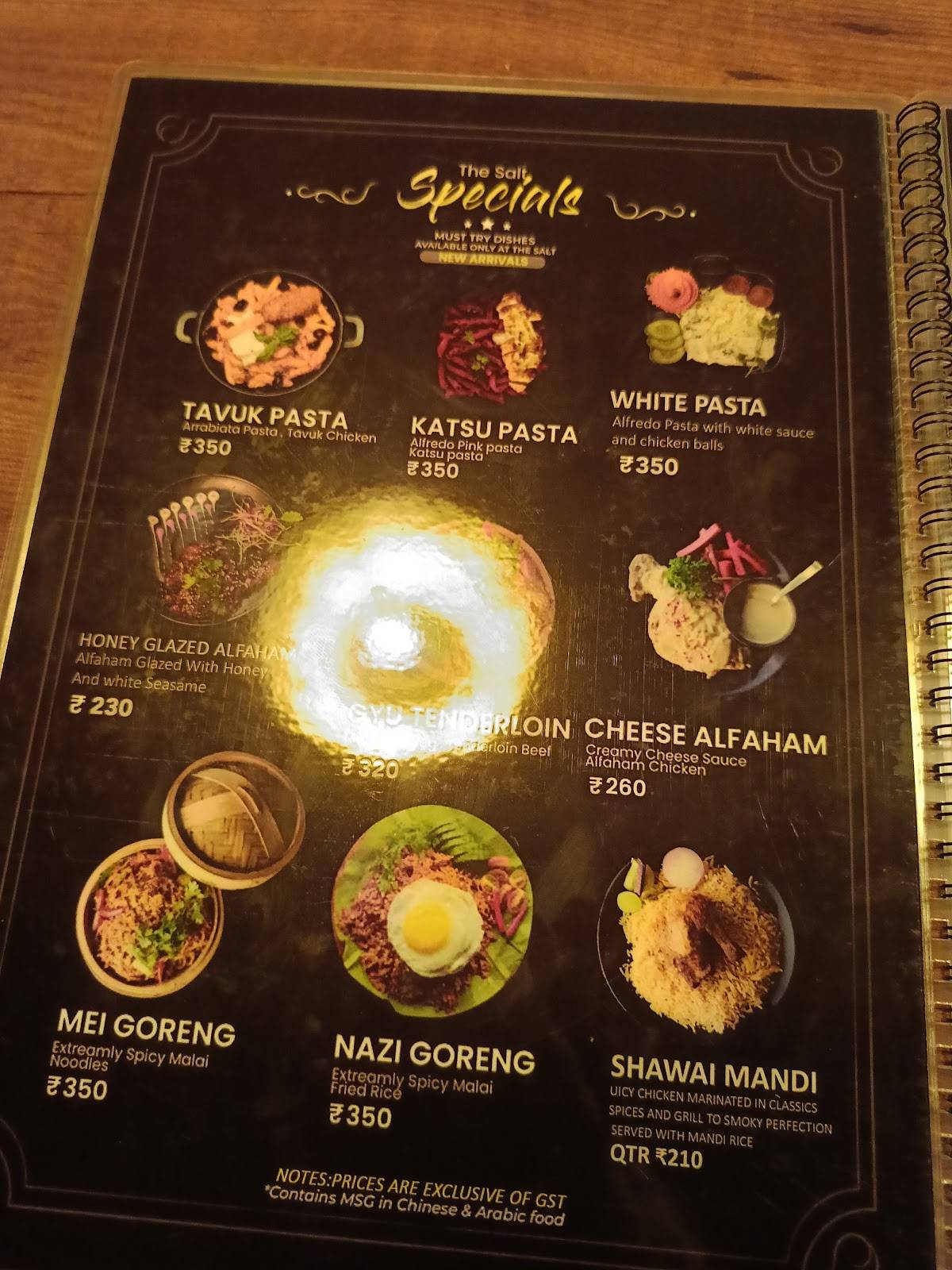 The Salt Restaurant Panampilly Nagar menu