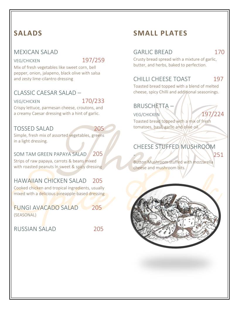 The Spice Rack menu