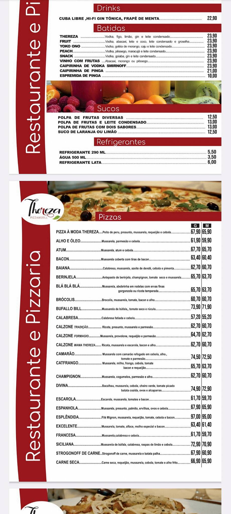 Thereza Pizza & Grill cardápio