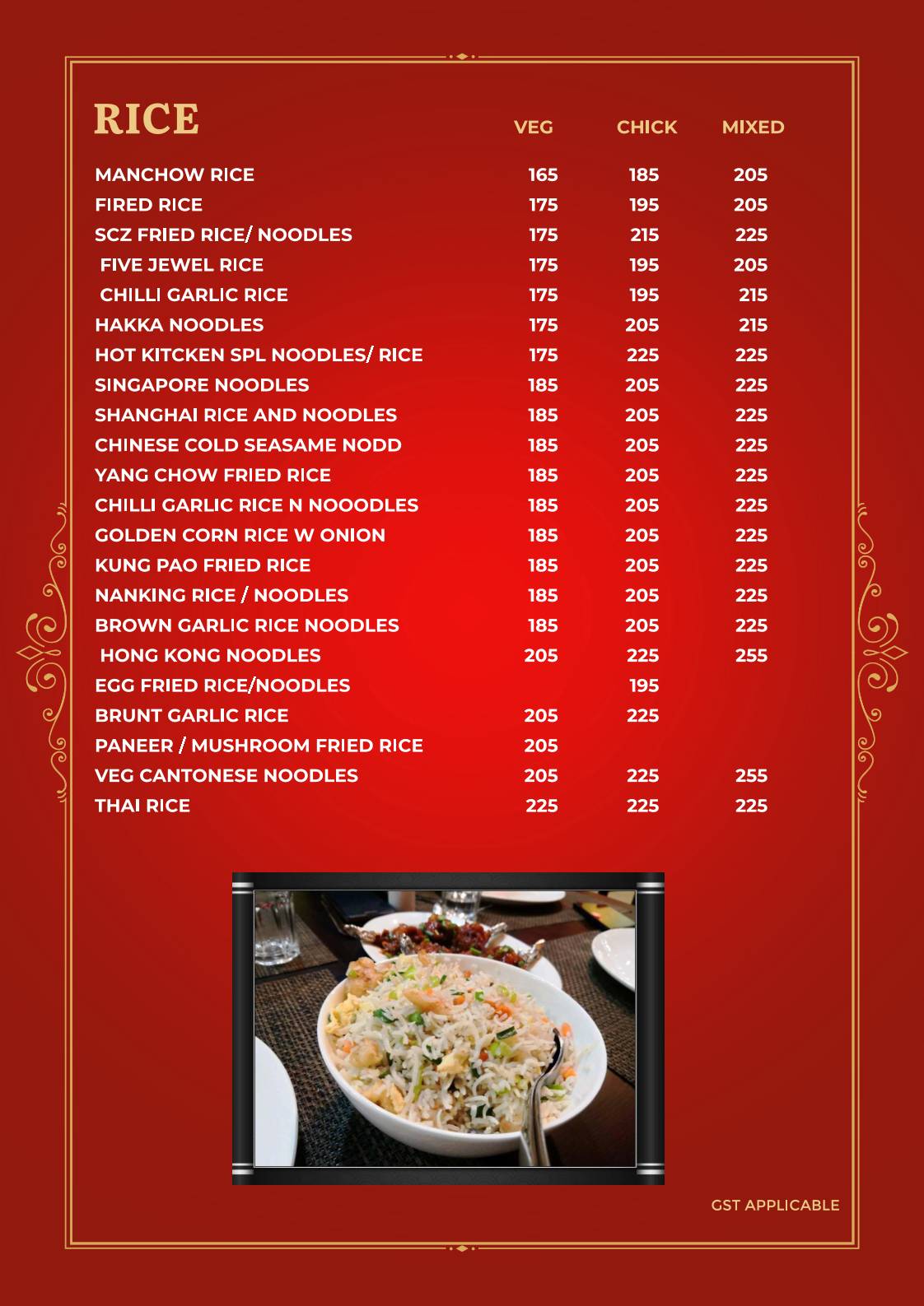 Thiru's Hot Kitchen Restaurant menu