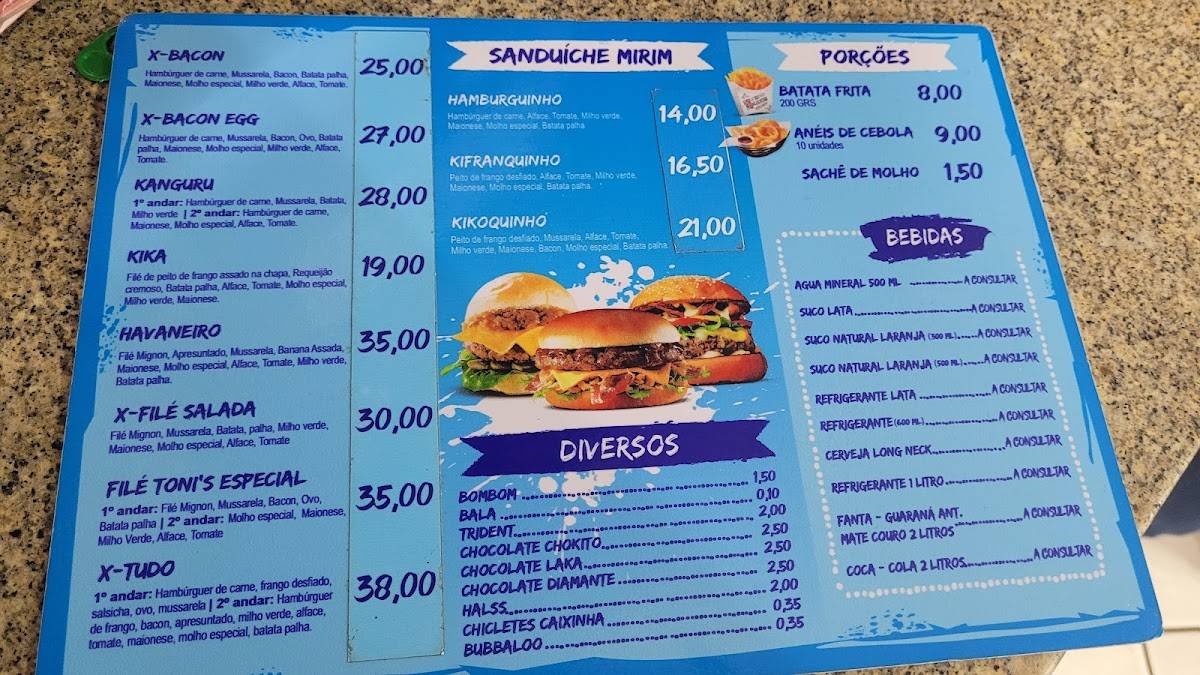 Toni's Lanches cardápio