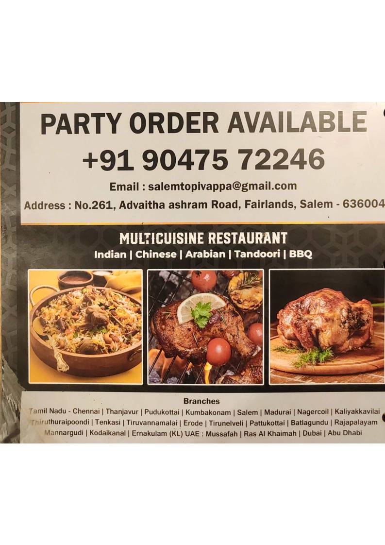 Topi Vappa Biriyani Salem menu