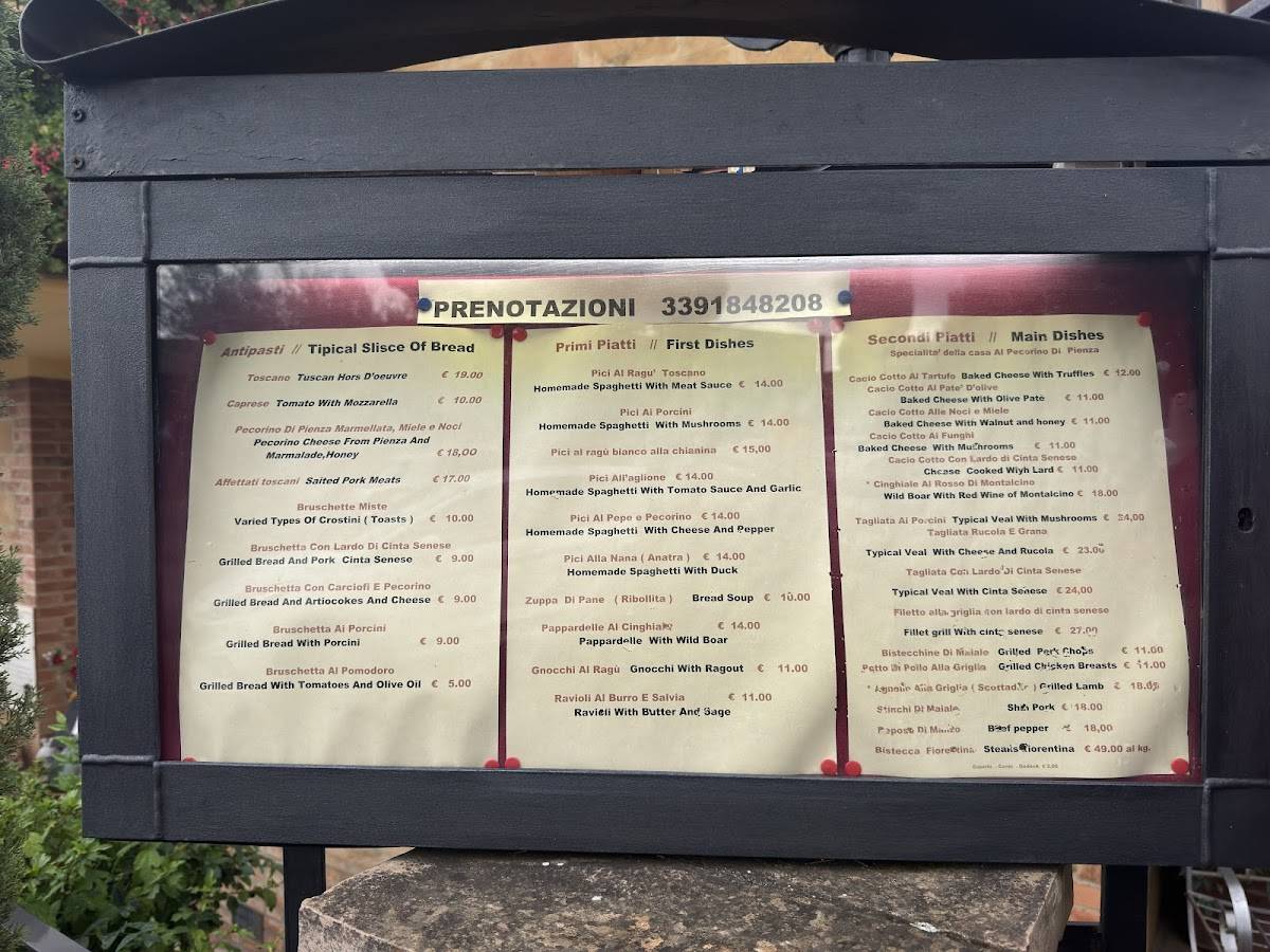 Menu di Trattoria La Chiocciola 