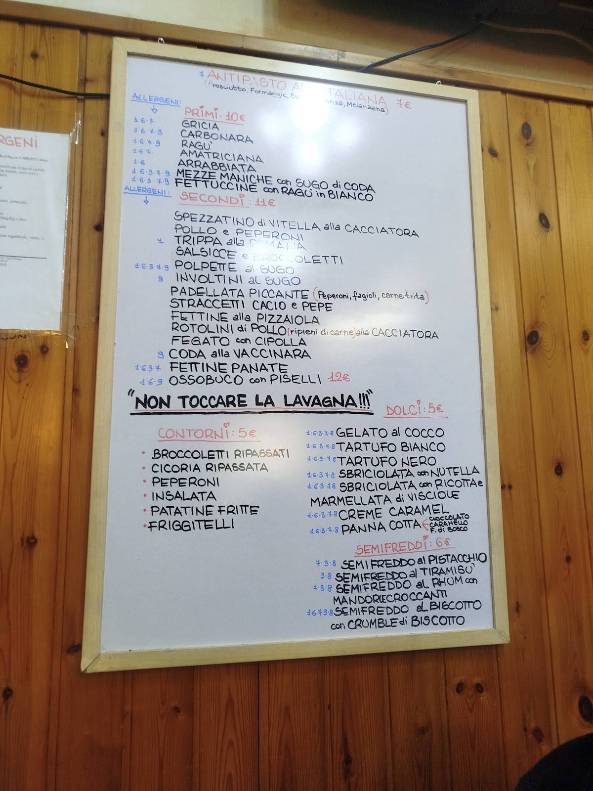 Menu di Trattoria La Rustica 
