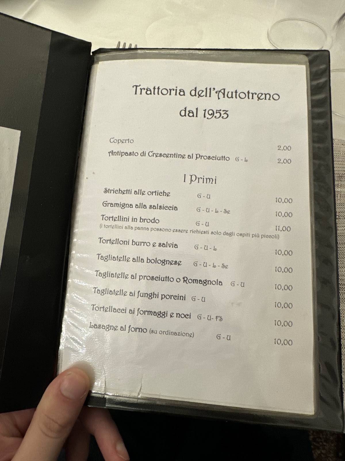 Menu di Trattoria dell' Autotreno 