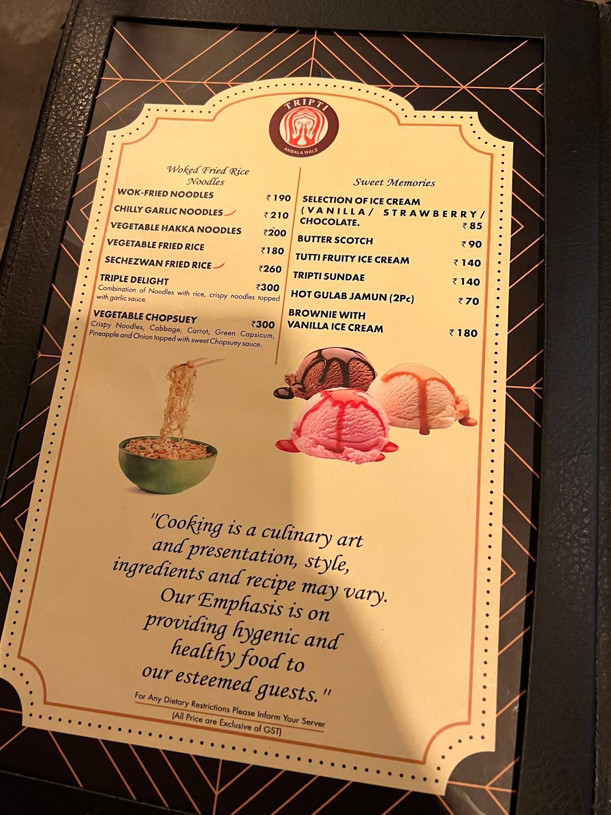Tripti Foods - Ambala Wale menu