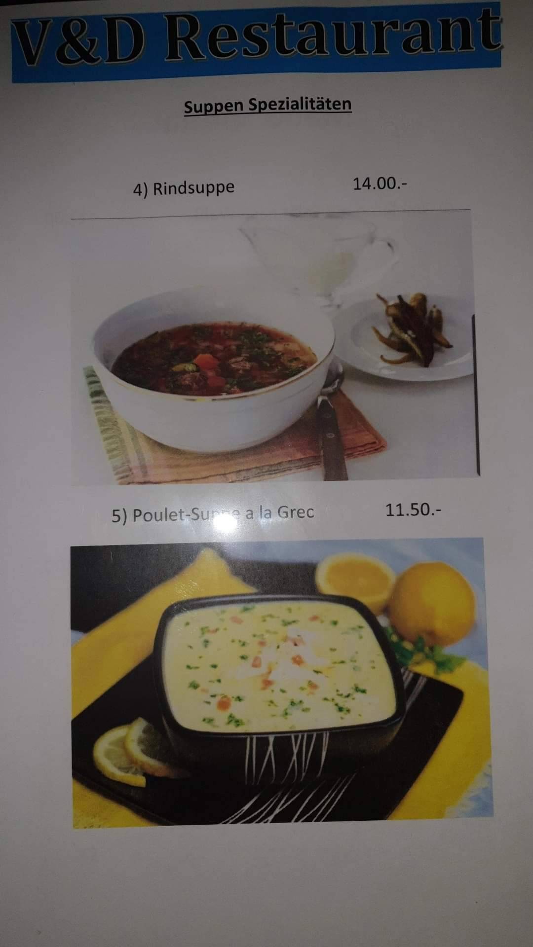 Menu di V&D Restaurant Basel 