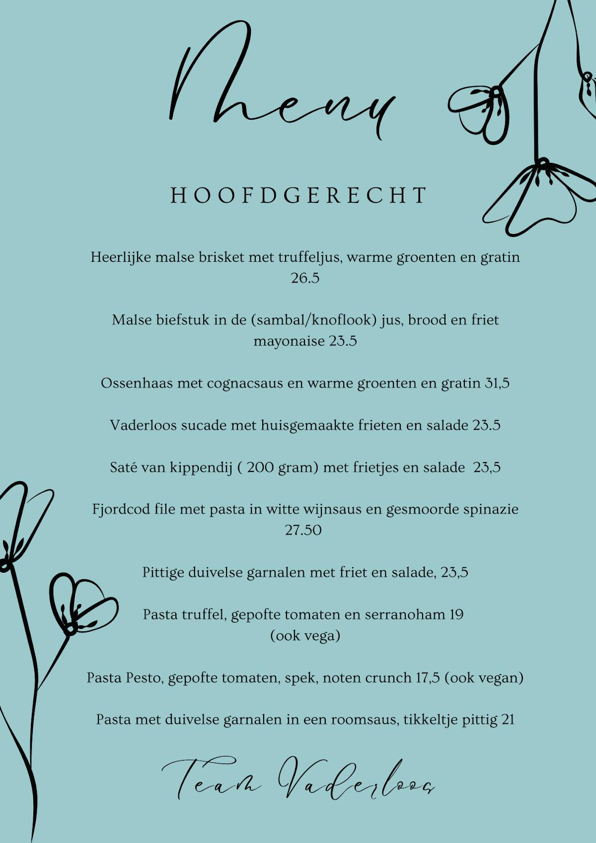 Menu de VADERLOOS