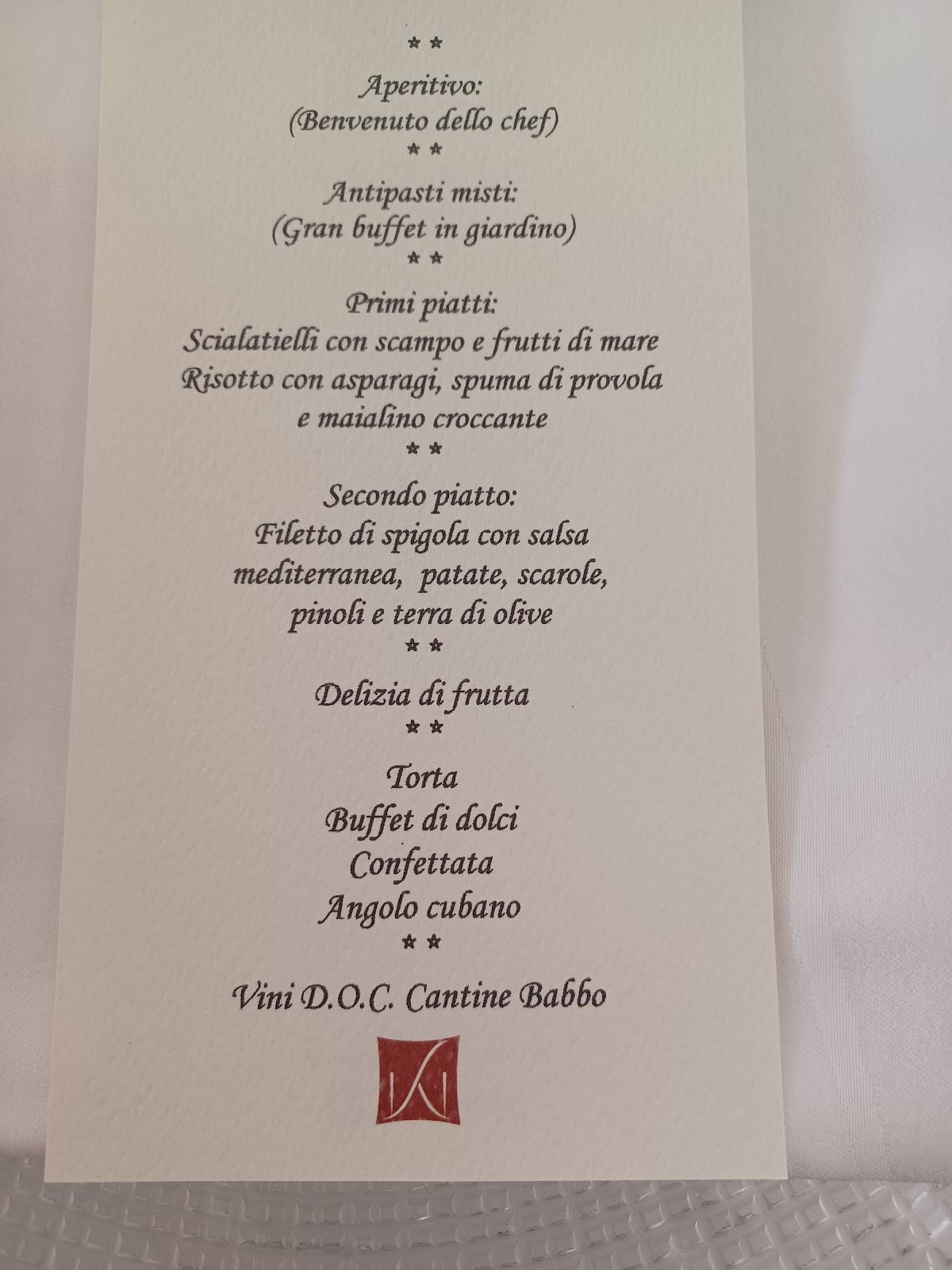 Menu di VILLA GITANA Ristorante Ricevimenti & Congressi 