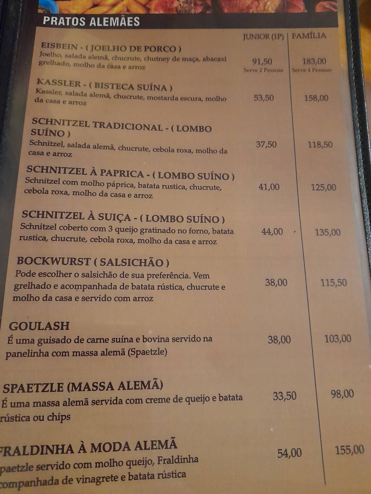 Vila Rostock - Restaurante e Cervejaria cardápio