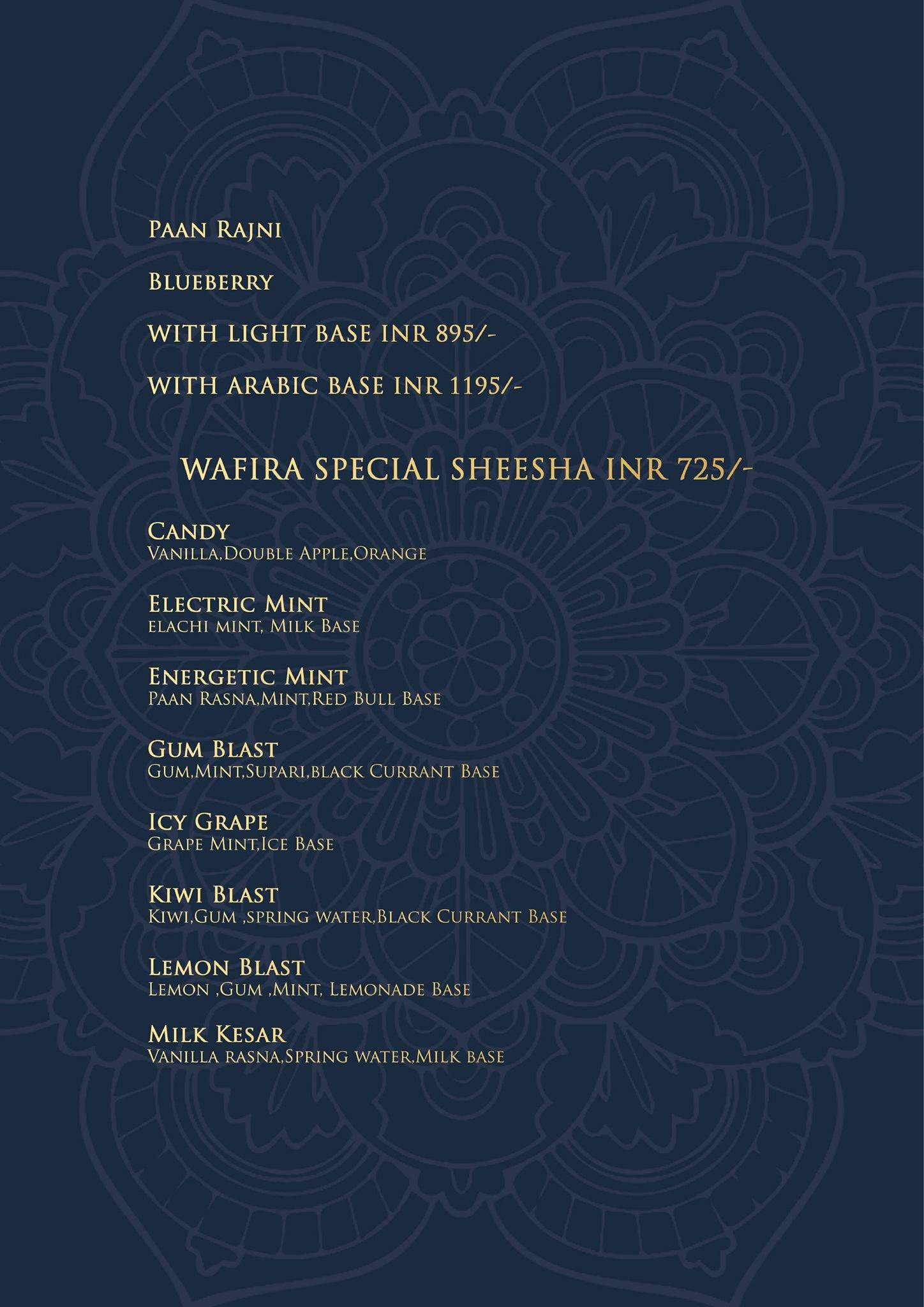 Wafira menu
