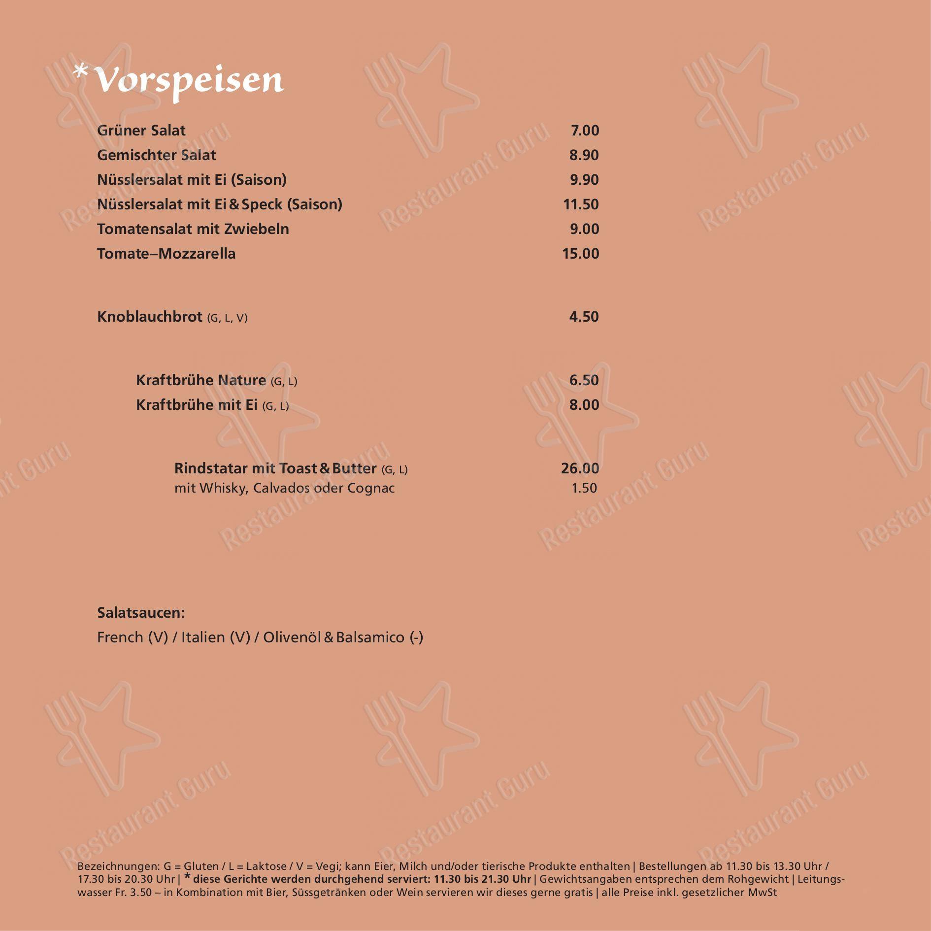 Menu per Restaurant Waldeck Ostermundigen in Ostermundigen