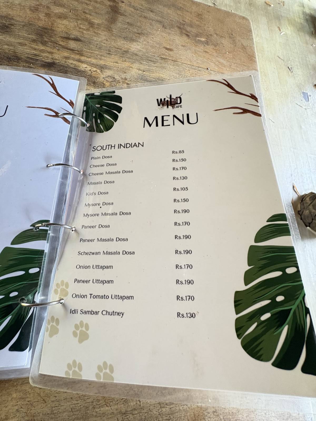 Wild cafe menu