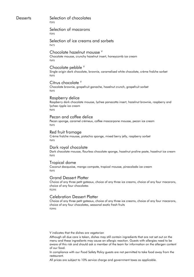 Yauatcha Mumbai menu