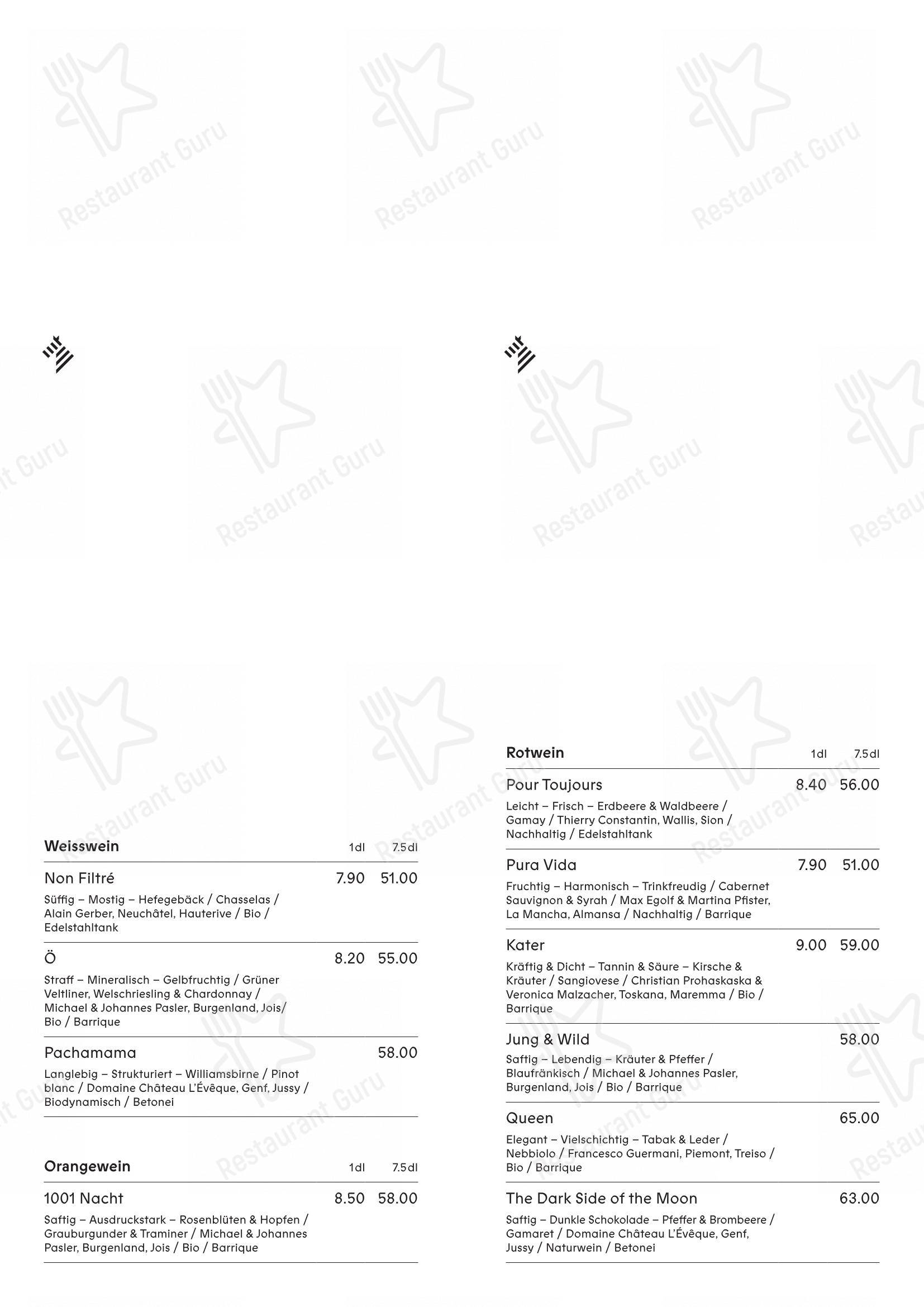 Menu per Restaurant Zebra ristorante
