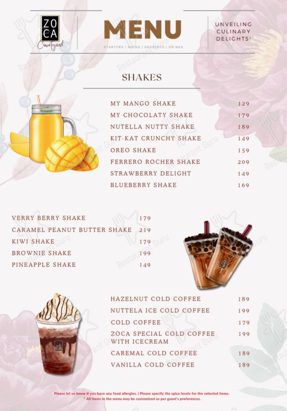 Check out the menu for Zoca Courtyard Barmer